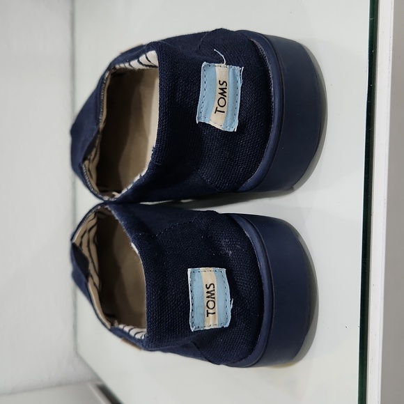 TOMS Classic Loafers Navy Blue Canvas Size 11.5 - Picture 6 of 11